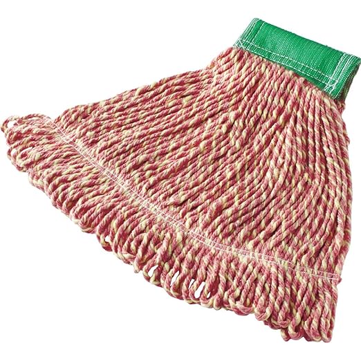 Rubbermaid Commercial Products Super Stitch Blend Mop Head Replacement, 5-Inch Headband, Medium, Green, Cotton/Synthetic Industrial Wet Mop for Floor Cleaning Office/School/Stadium/Lobby/Restaurant