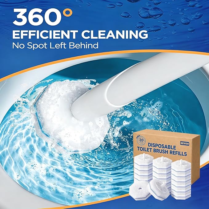 20 Count Toilet Bowl Cleaner Wand Refills Compatible with CLOROX, Disposable Toilet Brush Refills, Replacement Brush Heads for Cleaning System