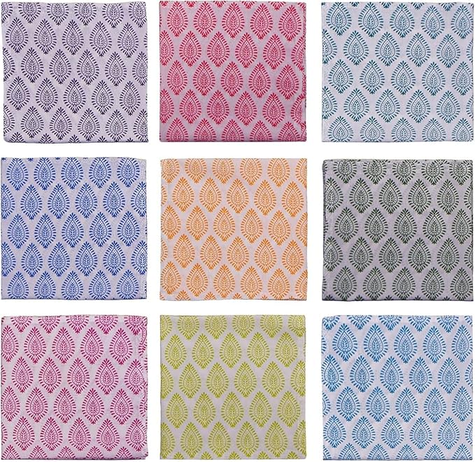 THRIVING Cotton Cloth Napkins Table Napkins Hand Block Printed Home Decor Eco Friendly Kitchen Towels Table Decor Linen Dinner Napkins Living Cloth Napkins 20" x 20" Pack of 12