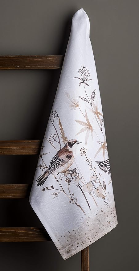 Maison d' Hermine Kitchen Towels Set of 3 100% Cotton 27.50" x 20" Reusable Cloth Dish Towels Absorbent with Hanging Loop for Kitchen Farmhouse Hotel Spring Summer - Meadow Florals - Brown