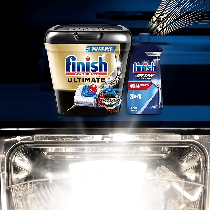 Finish Ultimate Dishwasher Pods, No Pre-Rinse Dishwasher Detergent Soap Removes Burnt-On Stain, with CycleSync Technology, Degreasing & Scrubbing Power, 76 Count