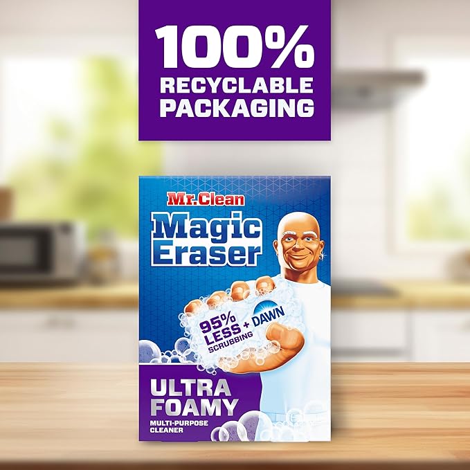 Mr. Clean Magic Eraser Foaming Sponge | Ultra Foamy | Cuts Through Grease | Fresh Scented | 5 Count, Pack of 4