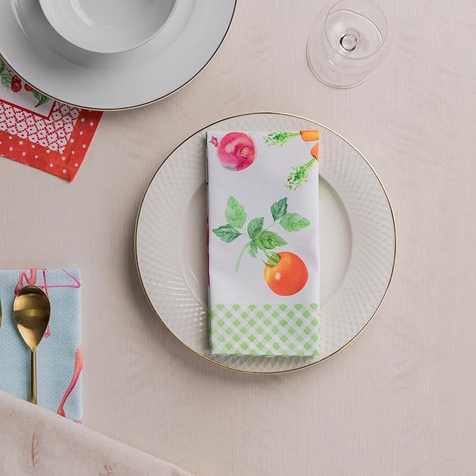 Maison d' Hermine 100% Cotton Cloth Napkins Set of 4 Everyday Reusable Square Napkins Cloth Washable Dinner Party Wedding Restaurant Hotel Kitchen Spring Summer (Farmers Garden, 18" x 18")