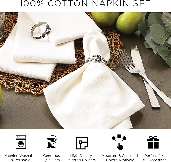 DII Seashore Collection Beach House Décor, Napkin Set, Tidal Stripe Fouta, 6 Piece