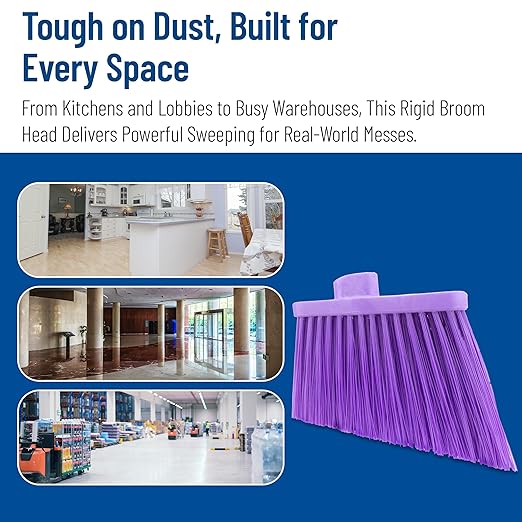 SPARTA Sweeper Broom – 12 Inch Angled Outdoor Broom Head with Durable Polypropylene Bristles, Standard Thread Compatible for Home Garage or Kitchen Cleaning, Purple