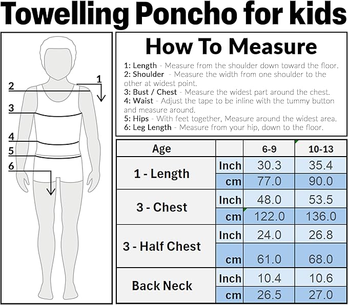 Minecraft Towelling Poncho Kids Teens Hooded Bath Towels Absorbent Beach Towel (Black/Blue, 6-9 Years)