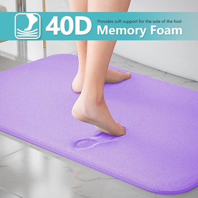 RUN HELIX Bathroom Rugs Sets 3 Piece, Soft Absorbent Memory Foam Bath Mats Set, Dry Fast Bath Mat, Machine Washable Bath Rug Set for Bathroom (Lilac)