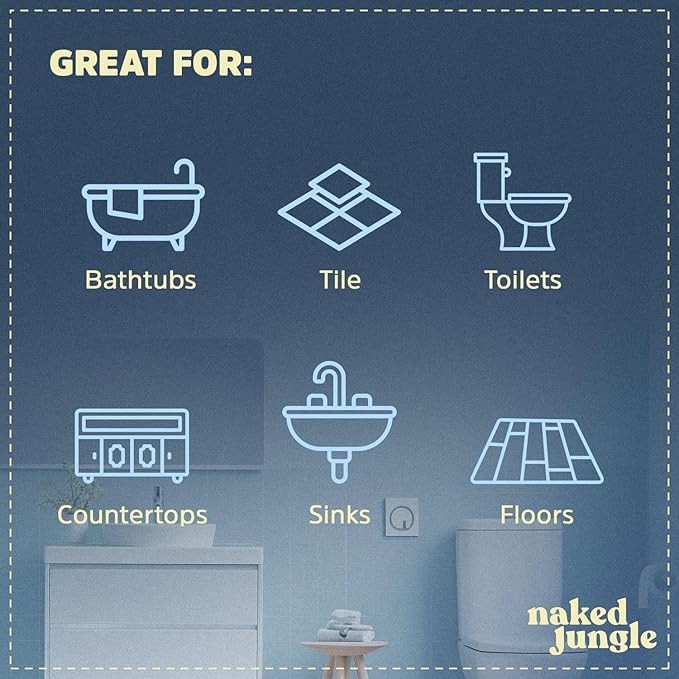 Naked Jungle Plant-Based Bathroom Cleaner and Deodorizer, Extra Strength Shower Cleaner Spray, Toilet Bowl Cleaner, Vegan Formula, No Artificial Fragrances, 24oz