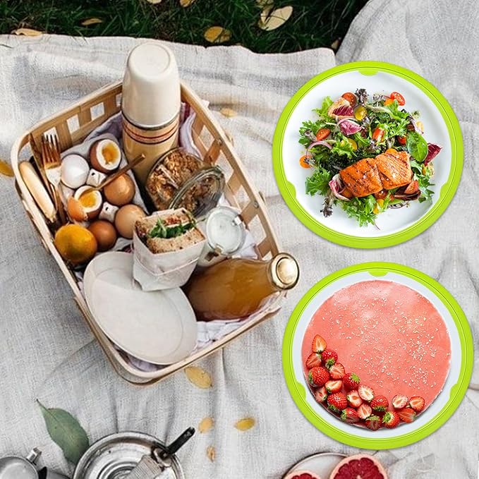 EBIGIC Paper Plate Holders 8 Packs with Snap-in Grooves 10.5 Inch Plastic Paper Plate Holders Reusable 4 Color Heavy Duty Supports for Picnic Party Dinner