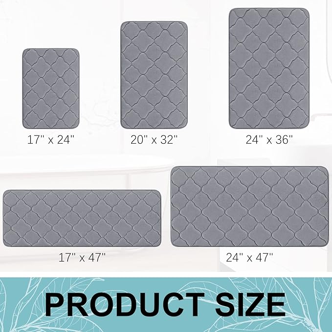 OLANLY Memory Foam Bath Mat Rug 47x24, Ultra Soft and Absorbent Bathroom Rugs, Non-Slip, Comfortable, Machine Washable Bath Carpet for Bathroom Floor, Tub, Shower and Home Decor Accessories, Dark Grey