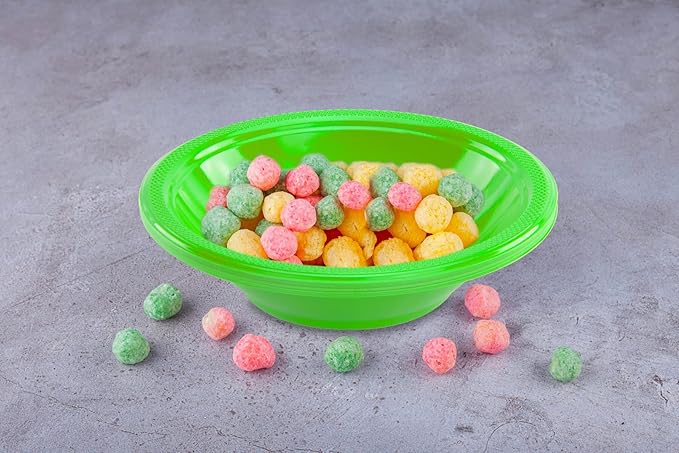 DecorRack 24 Small Plastic Bowls, 7 inch Disposable 12 oz Serving Bowl, Fruit Snack, Popcorn, Soup, and Salad, Kids Birthday and Holiday Party Supplies, Lime Green (Pack of 24)