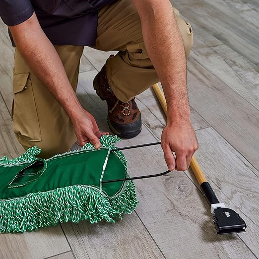 Rubbermaid Commercial Products Microfiber Blend Looped-End-Dust Mop, 36-Inch, Green, Heavy Duty Head Replacement for Floor Cleaning Office/School/Stadium/Lobby/Restaurant