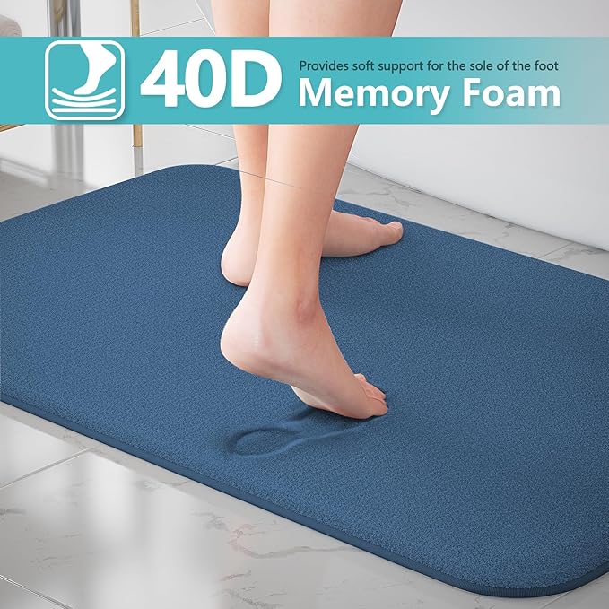 RUN HELIX Bathroom Rugs Sets 3 Piece, Soft Absorbent Memory Foam Bath Mats Set, Dry Fast Bath Mat, Machine Washable Bath Rug Set for Bathroom (Misty Blue)