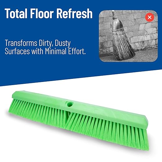 SPARTA 41890EC75 Omni Sweep Plastic Push Broom Head, Heavy Duty, Industrial Broom With Color Code System For Outdoor, Indoor, Garage, Concrete, Patio, Kitchen, Bathroom, 18 Inches, Lime, (Pack of 12)