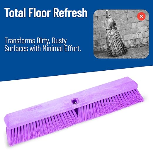 SPARTA 41890EC68 Omni Sweep Plastic Push Broom Head, Heavy Duty, Industrial Broom with Color Code System for Outdoor, Indoor, Concrete, Patio, Kitchen, Bathroom, 18 Inches, Purple, (Pack of 12)