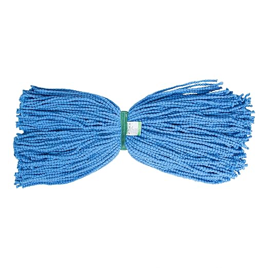 Restaurantware-MOP HEAD ONLY: Clean Tek Professional 24 Ounce Wet Mop Head, 1 Cut End Refill - Handle Sold Separately, 1.25 Inch Headband, Microfiber Blue Replacement, Reusable