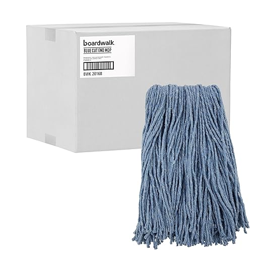 Boardwalk BWK2016B #16 Cut-End Standard Head Cotton/Synthetic Fiber Mop Head - Blue (12/Carton)