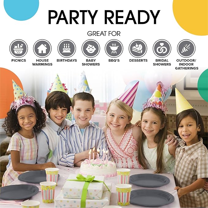 Exquisite Party Solids Silver Plastic Plates For Party Supplies 7" Silver Disposable Plates Heavy Duty 50 Pcs Plastic Dinnerware Sets Heavy Duty 350 GSM Disposable Dinnerware Set