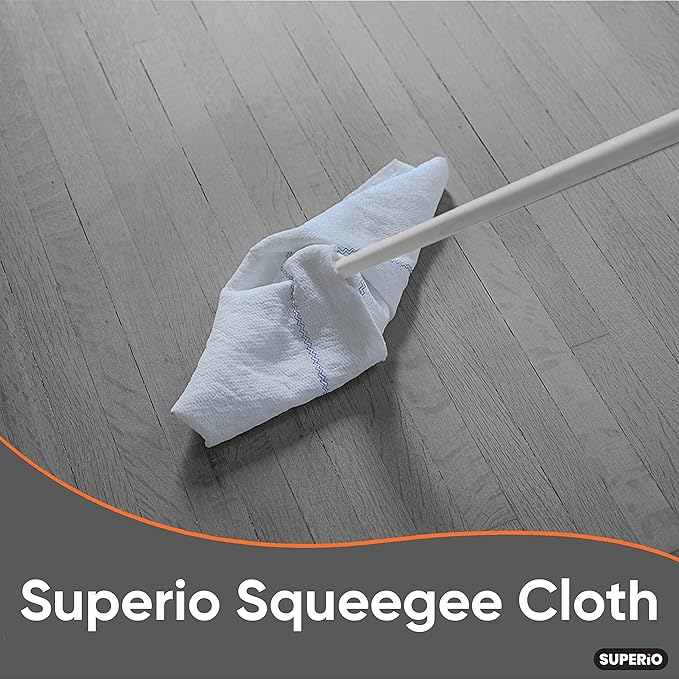 Superio Squeegee Mopping Towel Floor Cloth White Cloth for Cuban Style Mop, Israeli Sponga, Kitchen, Bathroom Cleaning, Tile, Stone, Wood, Floor Washing, Drying Towel -18"x24", 18 Pack