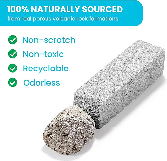 Simple Life Pumice Stone Toilet Bowl Cleaner | Long Handle & Eco-friendly Screw-on Pumice Stones | Scouring Stick for Toilet Cleaning, Stain Removal on Toilets, Grills, Tiles, Grout & Pools | 3 Pack