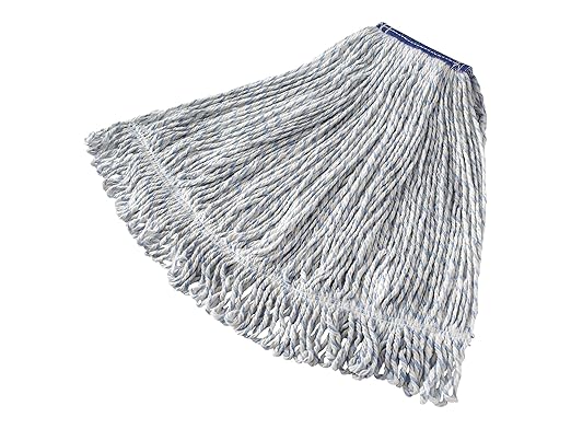 Rubbermaid Commercial Products Finish Wet Mop Head Replacement, 24-Ounce Capacity, 1-Inch Headband, White, Cotton/Synthetic Industrial Wet Mop for Floor Cleaning Office/School/Stadium/Lobby/Restaurant