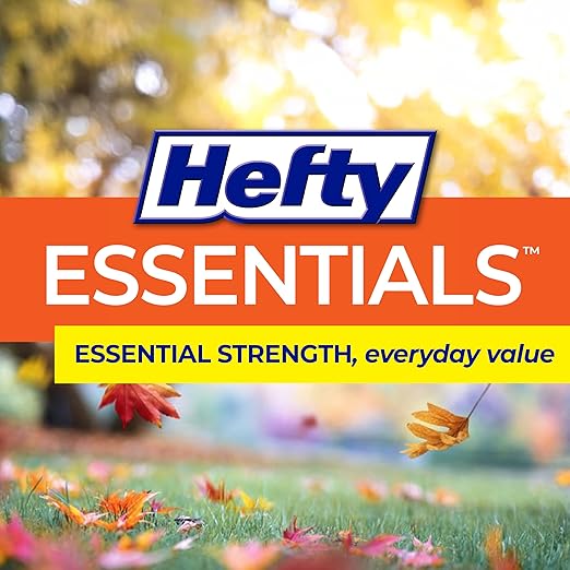 Hefty Essentials Extra Large 39 Gallon Trash Bags, 40 Count, Extra Large Trash Bags for Landscaping, Yard Waste, Basement Cleanouts, Home Remodeling, and More, Scent Free, Black