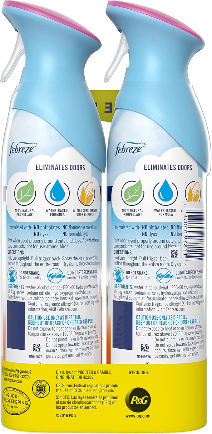 Febreze Air Mist Air Freshener Spray, Odor-Fighting Room Spray, Air Fresheners for Home and Bathroom and Kitchen, Aerosol Can, Gain Island Fresh Scent, 8.8oz, (Pack of 2)