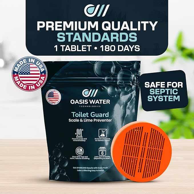 Toilet Guard Drop-In Tank Tablet (1 Tablet) | Up to 180-Day Performance | Helps Reduce Hard Water Marks, Rings & Mineral Buildup | Slow-Release Polyphosphate Formula | Bleach-Free