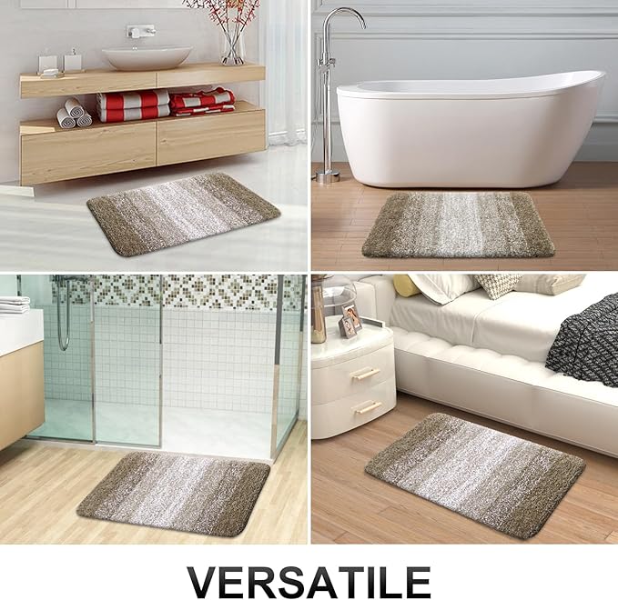 OLANLY Bathroom Rugs Sets 3 Piece, Soft Absorbent Microfiber Bath Mats and U-Shaped Contour Toilet Rug, Plush Shaggy Bath Mat Set for Bathroom (30"x20"+24"x16"+24"x20", Coffe)