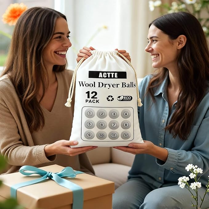 Wool Dryer Balls Laundry, XL(2.7") 12 Pack, Premium Fabric Softener Ball, Reusable, Anti Static, Chemical Free Natural Wool Balls for Dryer, Laundry Dryer Balls โ 100% New Zealand Wool