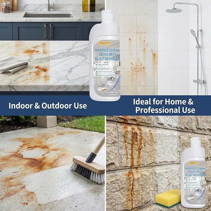 Professional Stone Rust Remover, Granite Marble Rust Stain Cleaner, Deep Penetrating Formula Removes Oxidation and Iron Stains, Stone Care Solution for Indoor Outdoor Residential Commercial Use