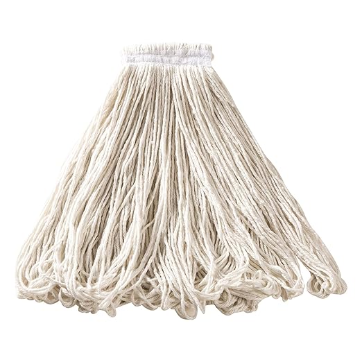 Rubbermaid Commercial Products Universal Headband Mop Head Replacement, 24-Ounce Capacity, White, Heavy Duty All Pro Rayon Industrial Wet Mop for Floor Cleaning/Finishes on Title/Hardwood/Sealing