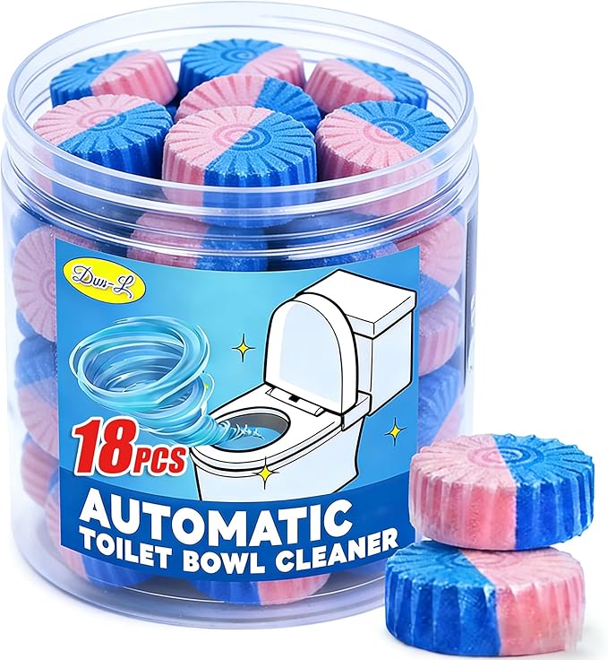 (18 Count) Automatic Toilet Cleaner Tablets, Toilet Bowl Cleaner Tablets, Bathroom Toilet Tank Cleaner,Blue Cleaning Tabs for Bathroom Tank