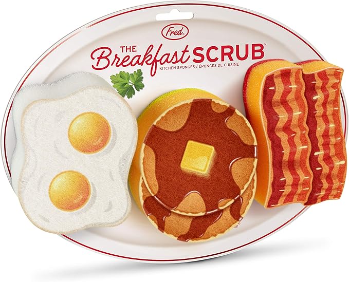 Genuine Fred Breakfast Scrub Sponges, Set of 3, Assorted Styles
