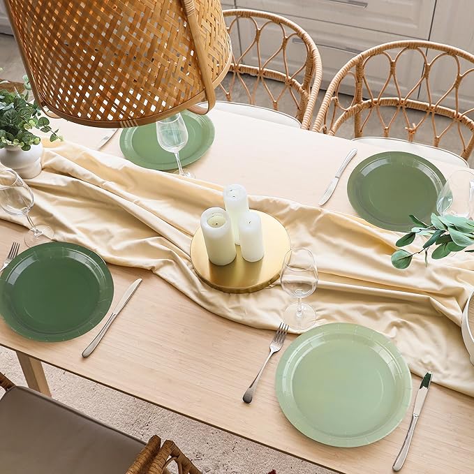 Kochorie 150 Pieces Sage Green Disposable Paper Plates 9 Inch Heavy Duty Dinner Plates, Solid Color, Table Decorations Party Supplies for Birthdays, Weddings, Daily Use