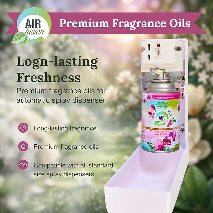 Automatic Spray Air Freshener Refill, Aerosol, Magnolia & Jasmine, 5 Ounce, 3 Pack (Magnolia & Jasmine, 3 Pack)