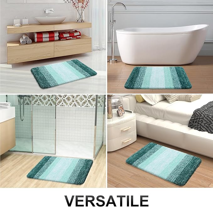 OLANLY Bathroom Runner Rugs Mat 59x20, Extra Soft Absorbent Microfiber Bath Rugs, Rubber Backing, Quick Dry, Long Bath Mats for Bathroom, Tub and Shower, Home Decor Accessories, Blackish Green