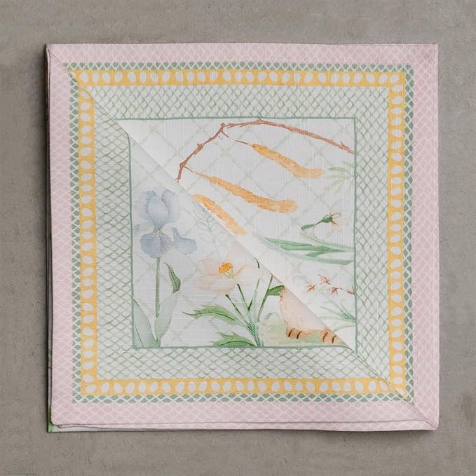 Maison d' Hermine 100% Cotton Cloth Napkins Set of 4 Everyday Reusable Square Napkins Cloth Washable Dinner Party Wedding Restaurant Hotel Kitchen Spring Summer (Easter Dew, 20" x 20")