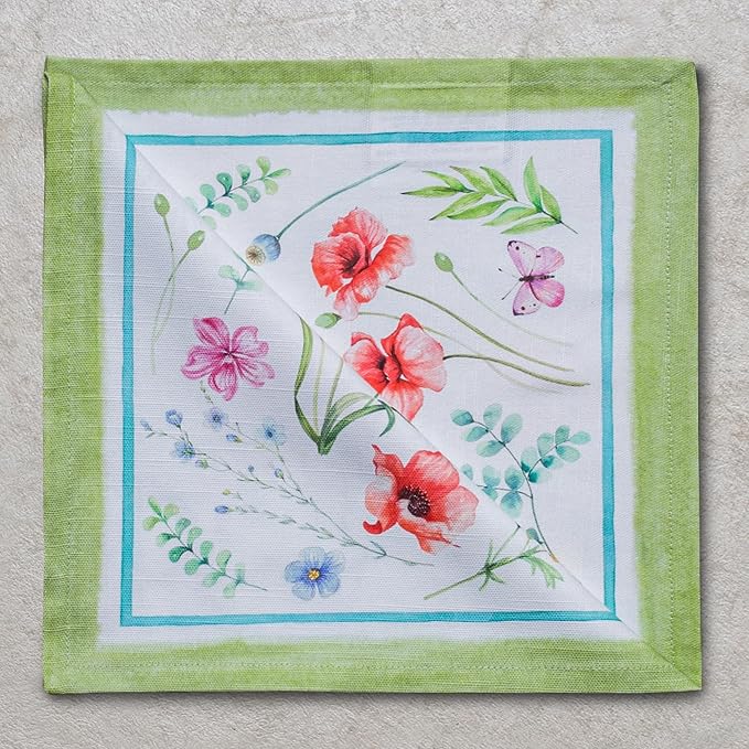 Maison d' Hermine 100% Cotton Cloth Napkins Set of 4 Everyday Reusable Square Napkins Cloth Washable Dinner Party Wedding Restaurant Hotel Kitchen Spring Summer (Just Floral, 20" x 20")