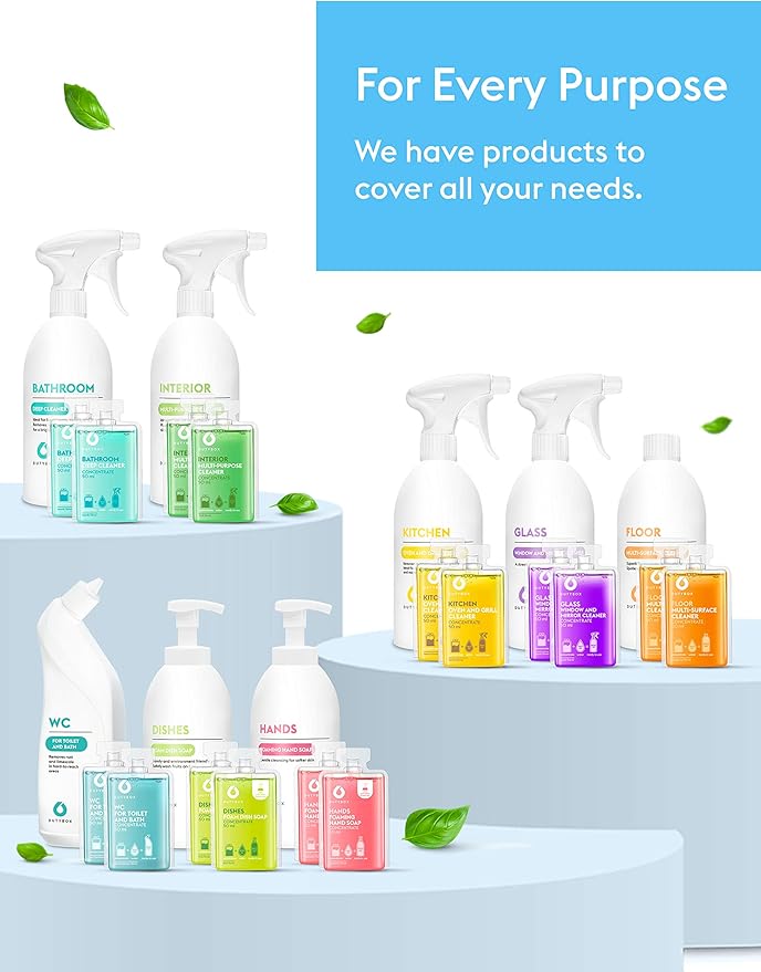 DUTYBOX Bathroom Cleaner Spray, Tub and Tile Cleaner, Bath Cleaning Supplies for Bathtub, Shower, Toilet, Faucet, Tile Floor, Rust, Salt (1 Spray Bottle with 4 Capsule Packs)