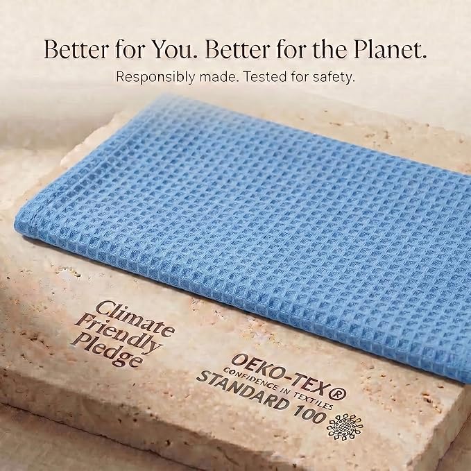 Urban Villa Kitchen Towels Waffle Dish Towels for Kitchen Sky Blue Color Set of 6 Over Sized 18x28 Inches Kitchen Towels Highly Absorbent 100% Cotton Kitchen Hand Tea Towels Dish Cloths