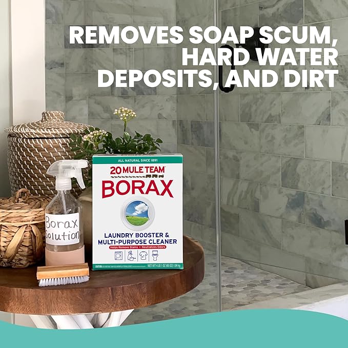20 Mule Team All Natural Borax Detergent Booster & Multi-Purpose Household Cleaner, 65 Ounce, 4 Count