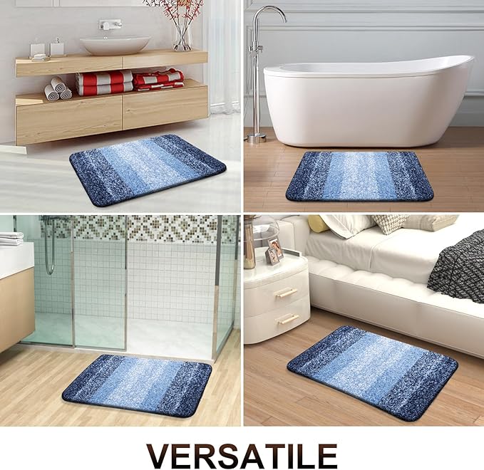 OLANLY Bathroom Runner Rugs Mat 44x24, Extra Soft Absorbent Microfiber Bath Rugs, Rubber Backing, Quick Dry, Washable Long Bath Mats for Bathroom Floor, Tub and Shower, Home Decor Accessories, Navy