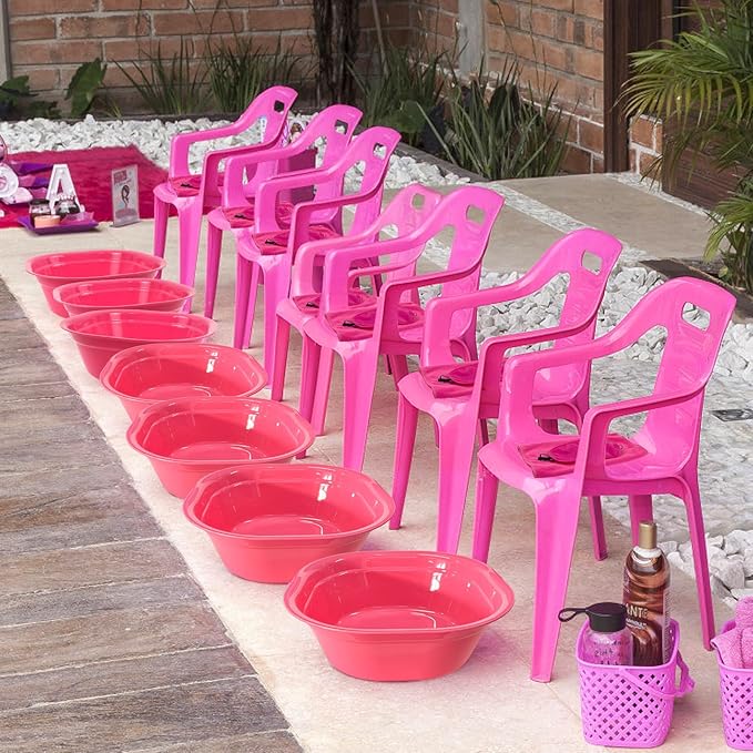 36 Pcs Kids Foot Spa Kit for Girls, Spa Party Supplies for Girls with 12 Pcs Foot Tub & 12 Pcs Pink Hand Towels & 12 Pcs Eye Masks for Girls Sleepover Slumber Party Supplies (Rose)