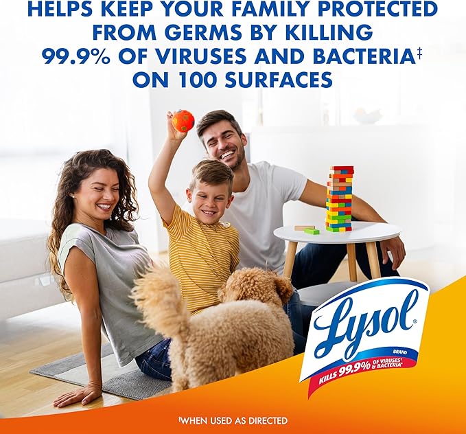 Lysol Disinfectant Spray, Household Cleaning Supplies, Disinfecting Multi-Purpose Room Spray, Antibacterial Sanitizer, Deodorizer, Kills Hantavirus, Mango & Hibiscus, 19 Fl Oz