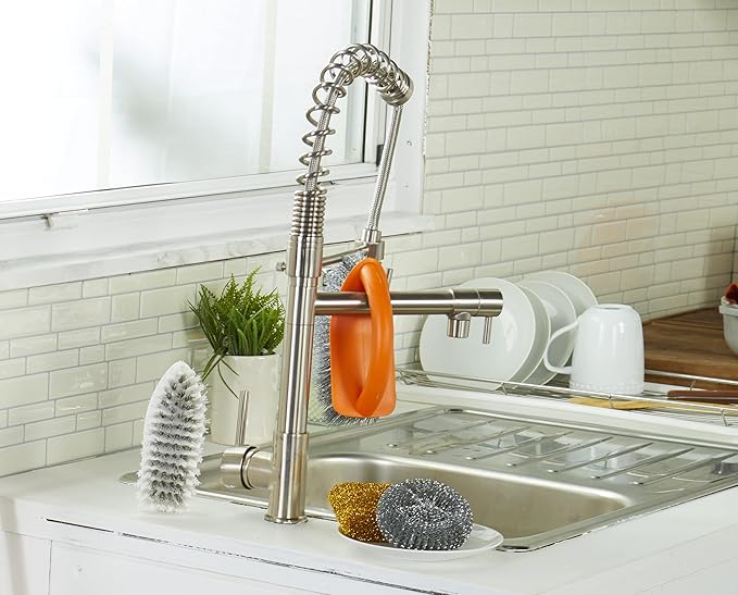IMUSA USA (6 Pack) Multipurpose Orange Brush w/Dual Tone Bristles (White & Grey)