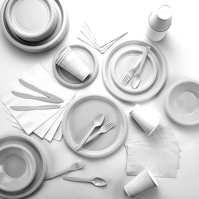 Amcrate Clear Disposable Plastic Dinner Plates, 10.4 Inches, Strong and Sturdy for Party, Holiday, Picnic, or Travel, Pack of 50