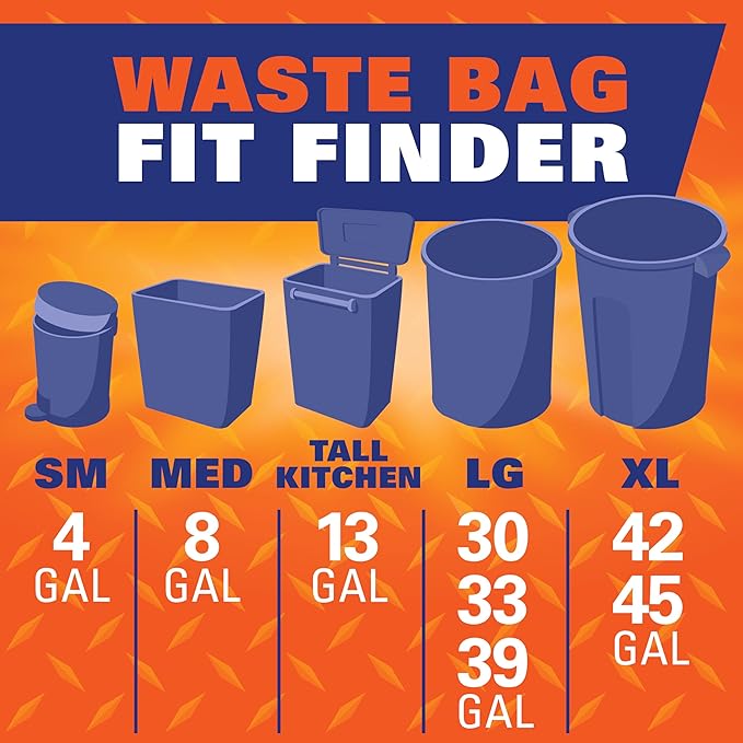 Hefty Strong Large Trash Bags, Black, 30 Gallon, 74 Count