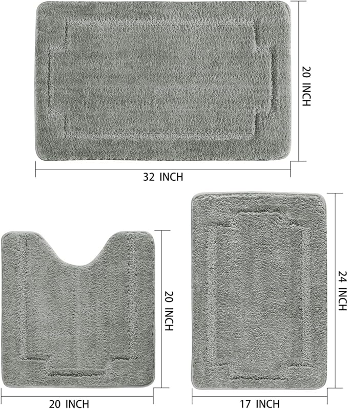 Bath Rugs Set 3 Pieces Bathroom Mat Soft Absorbent Plush Shaggy Soft Floor Non Slip Shower Bath Tub Machine Washable