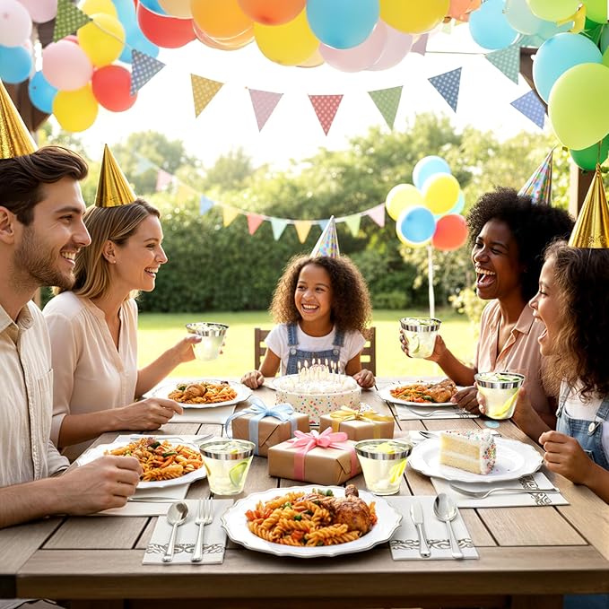 175 Plastic Dinnerware Set Silver Disposable Dinnerware Set for 25 Guests Include 50 Plastic Plates,25 Silverware Set 25 Cups and 25 Napkins for Party Wedding Thanksgiving